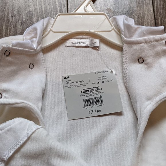 NWT Baby (6M) - White Velour Footed Sleeper - Picture 5 of 5